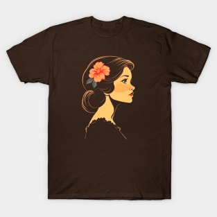 Beautiful Woman With a Flower In Her Hair #1 T-Shirt